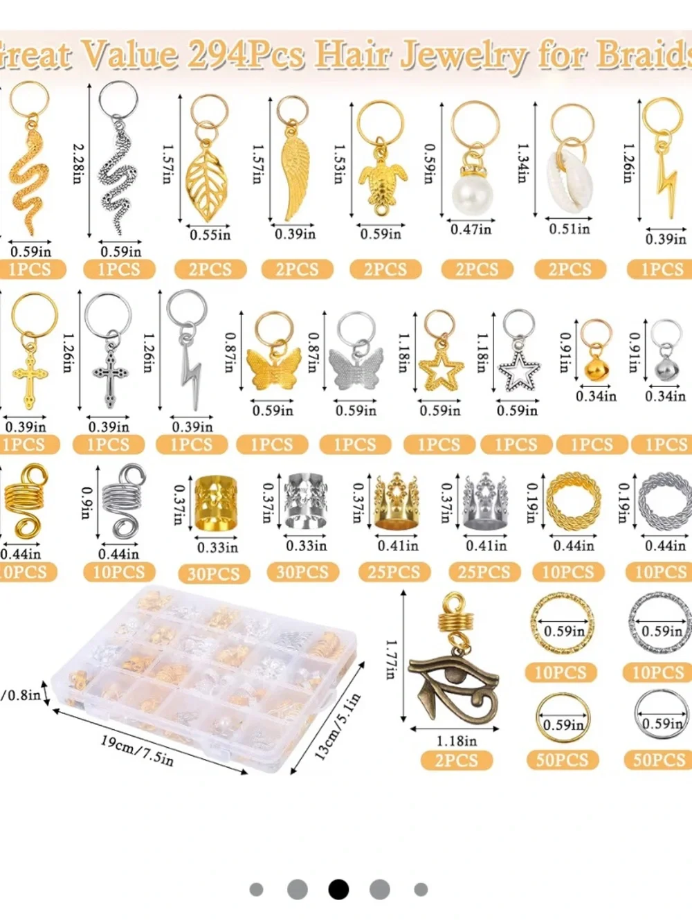 Gold & Silver Hair Jewelry Kit — 294pcs Braids & Dreadlock Accessories